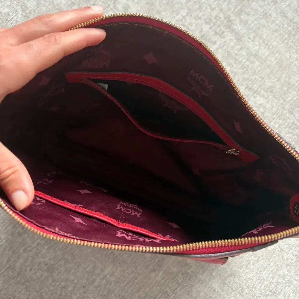 Authentic MCM Red Leather Shoulder Bag